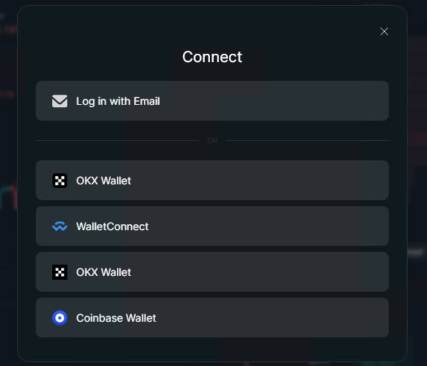 Hyperliquid wallet connection dialog showing wallet options