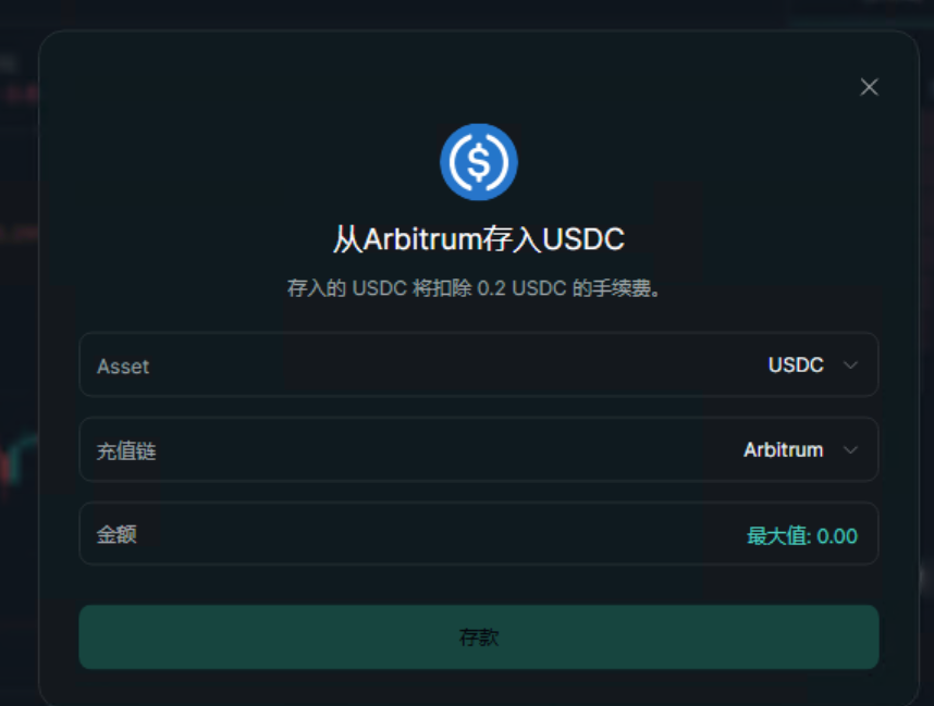 Hyperliquid 从 Arbitrum 存入 USDC 的表单